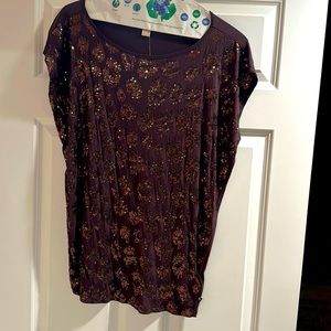 Michael Kors sleeveless blouse, dark brown w copper sequins, brand new w tags.